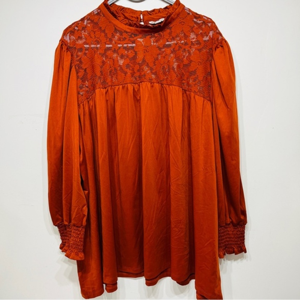 Cato Auburn Lace Neckline Blouse 22/24